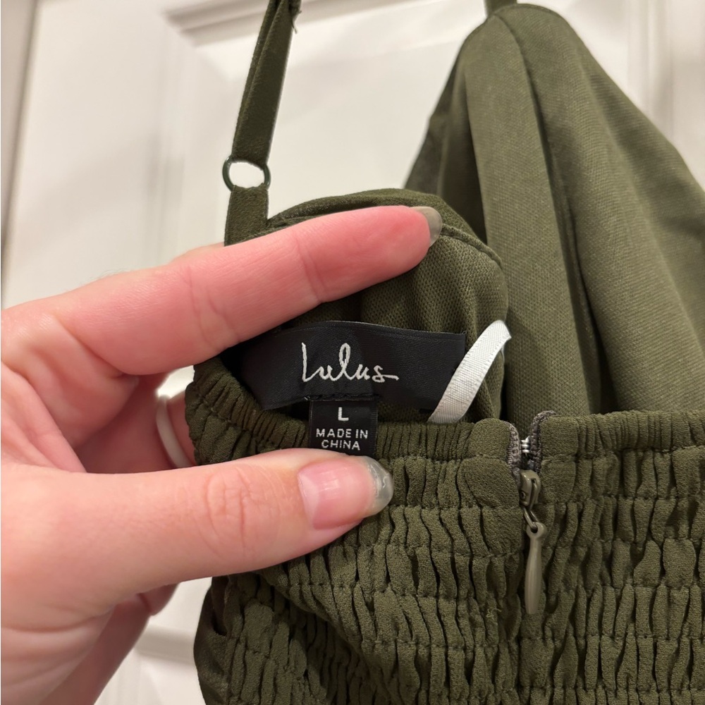 Lulu's Olive Green Ruffled Maxi Dress - Picture 6 of 7